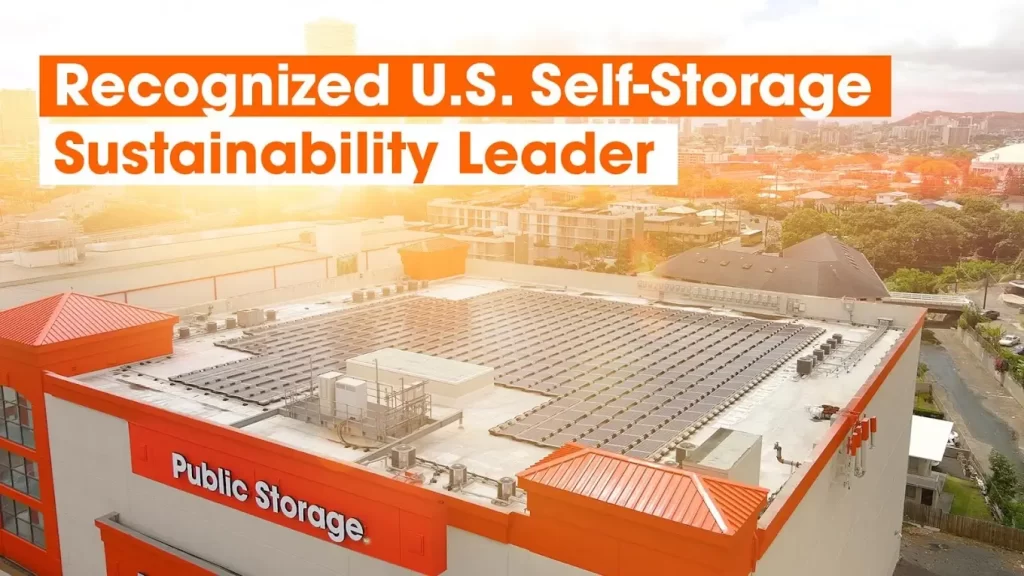 Dallas Hwy Storage that says "Recognized US Self-Storage Sustainability Leader"